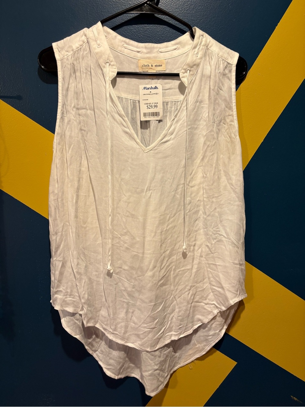 Anthropologie Cloth & Stone White Lace-Up Oversized Tank NWT